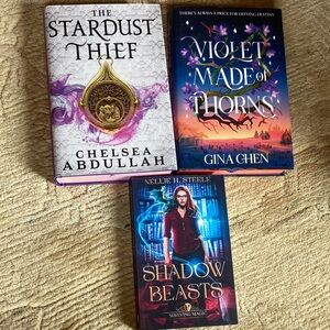 Fantasy Book Trio with Purple and Blue Covers